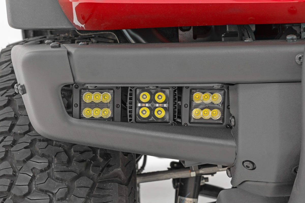 LED Light Kit | Fog Mount | Triple 2" Black Pair | Amber DRL | Ford Bronco (21-25)