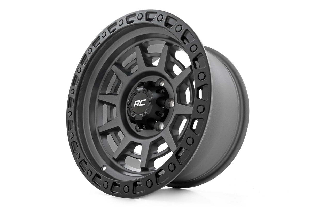 Rough Country 85 Series Wheel | Simulated Beadlock | Gunmetal Gray/Black | 17x9 | 8x170 | -12