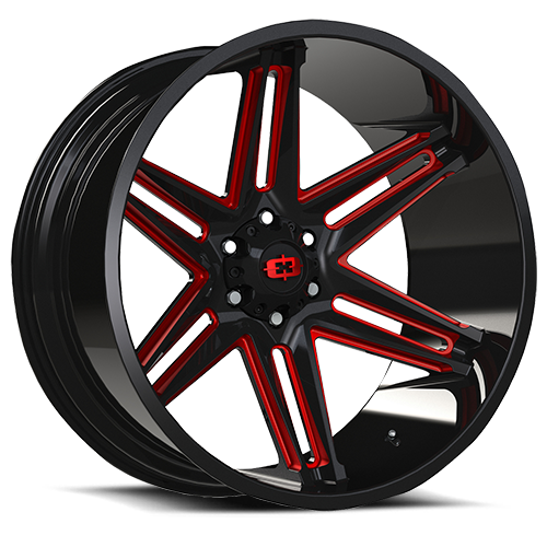Vision Wheel - Style 363 - 8-Lug 8x180 — Gloss Black Milled Spoke with Red Tint