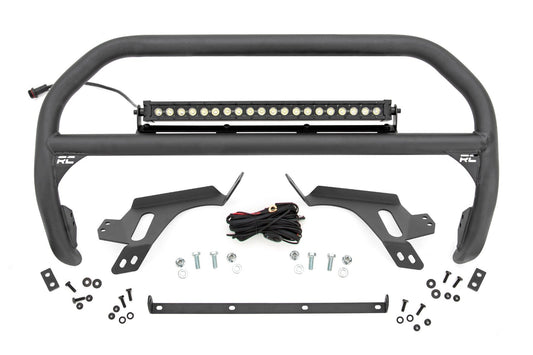 Nudge Bar | w/ Tow Hooks | 20 Inch BLK DRL Single Row LED | Ford Bronco Sport (21-24)