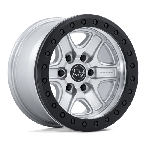 Black Rhino Hard Alloys Echo Trail Lock Beadlock 17" - 6-Lug 6x5.5 — HYPER SILVER W/ MACHINED FACE