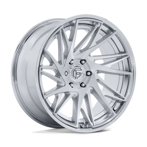 Fuel Dynamo 24" - 6-Lug 6x5.5 — GLOSS SILVER W/ CHROME LIP & BRUSHED FACE