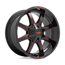 Moto Metal Mo970 20" - 8-Lug 8x6.5 — GLOSS BLACK MILLED W/ RED TINT