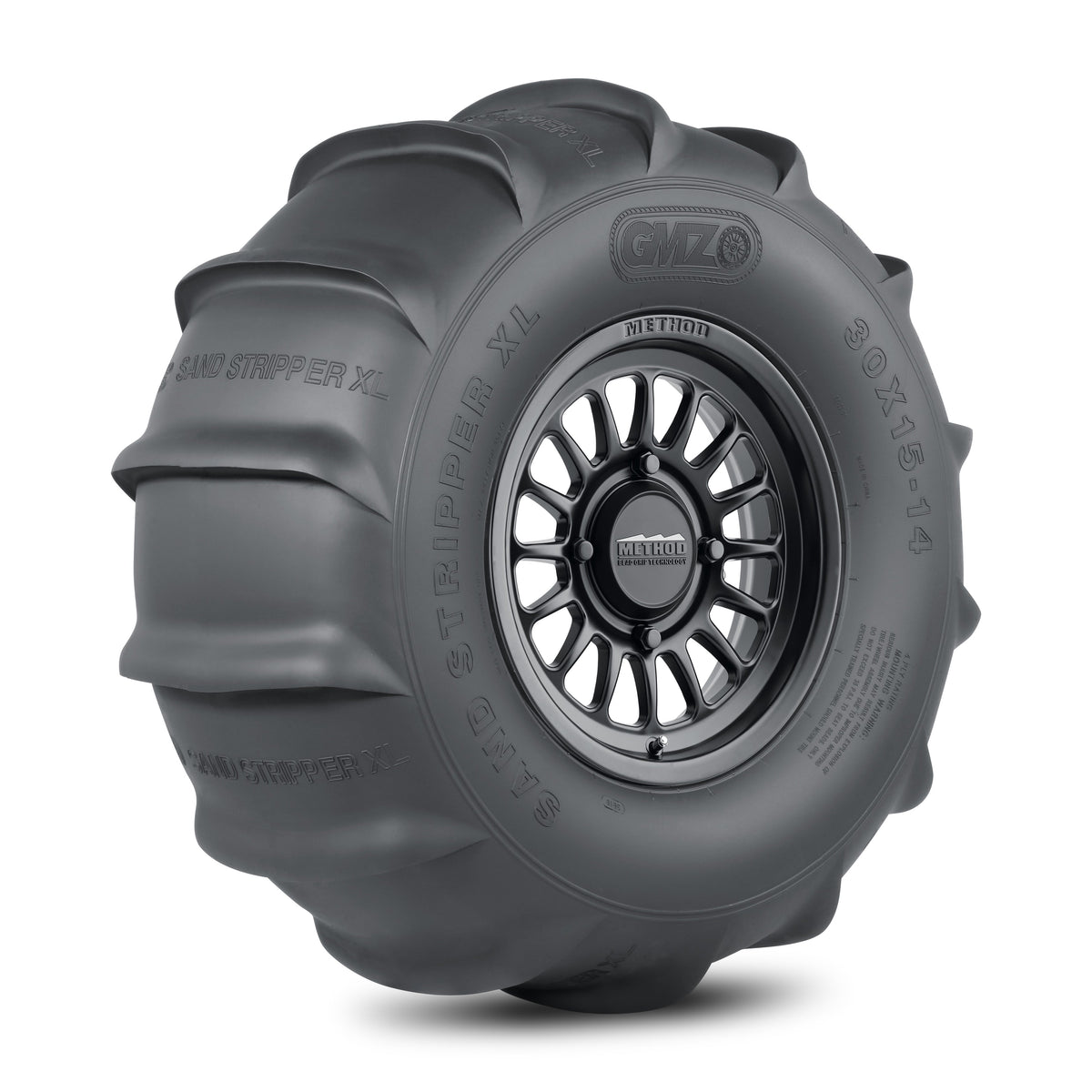 Method 411 Bead Grip® - 4-Lug 4x136 — Matte Black + Sand Stripper Rear 16 XL 30