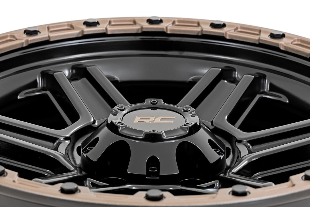 Rough Country 79 Series Wheel | One-Piece | Semi Gloss Black w/Bronze Ring | 18x9 | 6x5.5 |+18mm