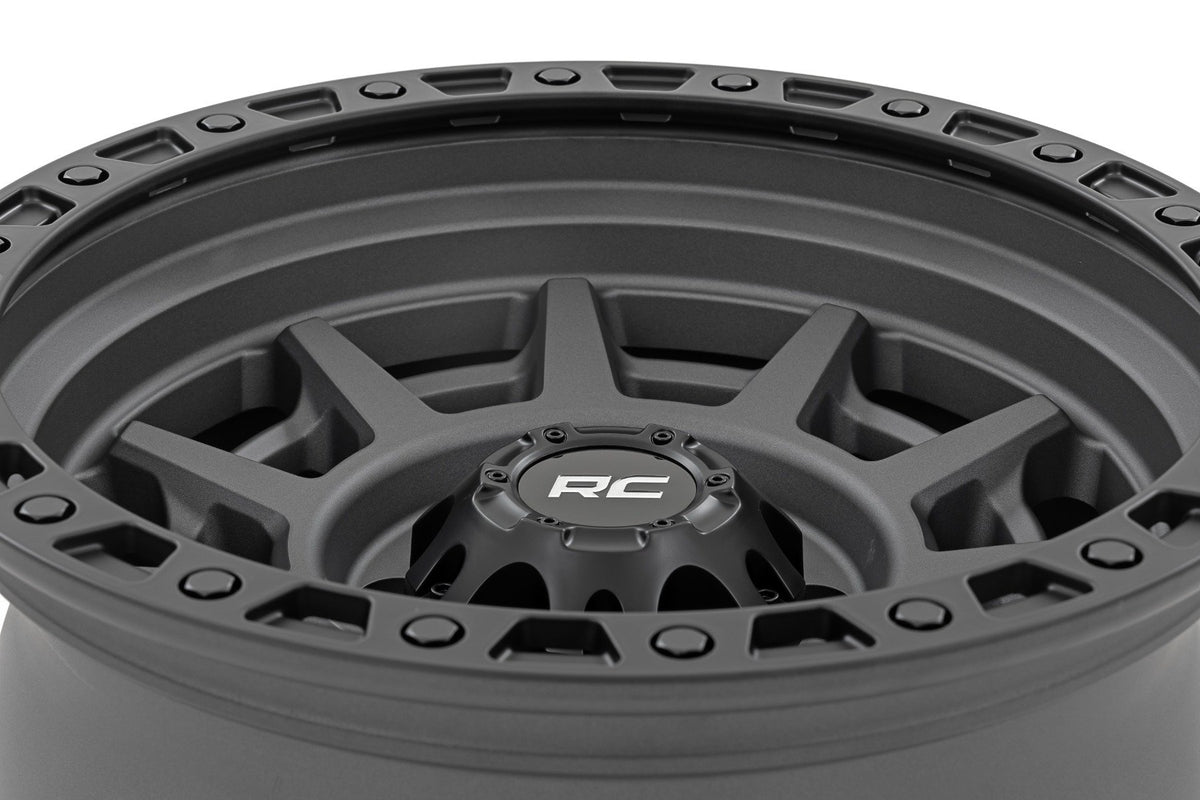 Rough Country 85 Series Wheel | Simulated Beadlock | Gunmetal Gray/Black | 17x9 | 8x170 | -12