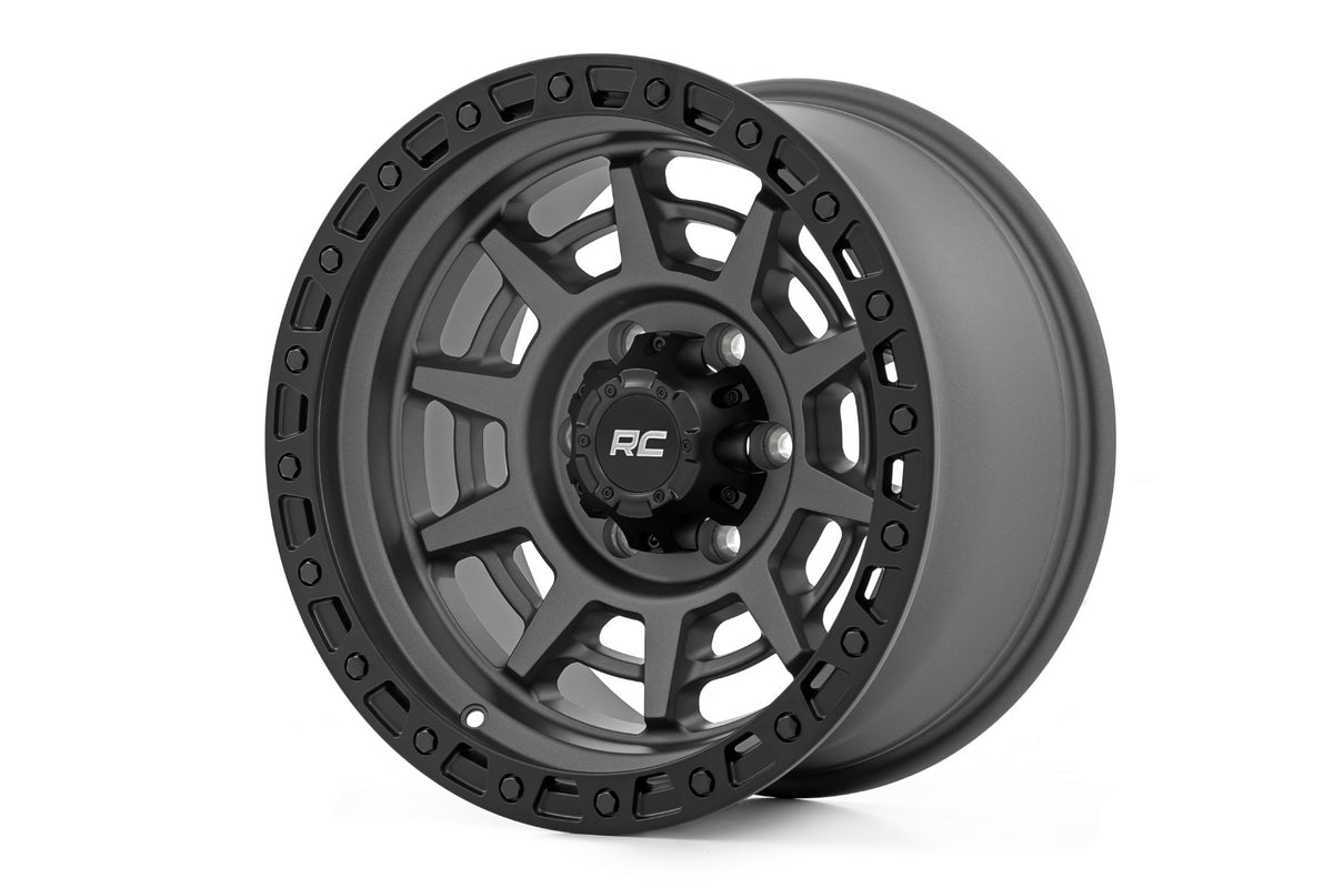 Rough Country 85 Series Wheel | Simulated Beadlock | Gunmetal Gray/Black | 17x9 | 8x170 | -12