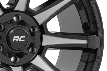 Rough Country 81 Series Wheel | One-Piece | Semi Gloss Black w/machined spokes | 20x10 | 6x5.5 | -19