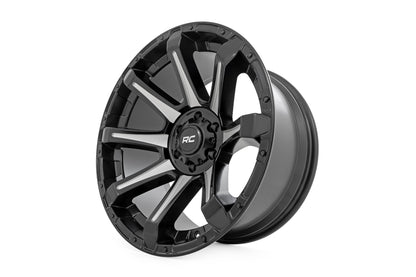 Rough Country 81 Series Wheel | One-Piece | Semi Gloss Black w/machined spokes | 20x10 | 6x5.5 | -19
