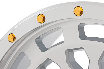 Rough Country 87 Series Wheel | Simulated Beadlock | Full Machine | 17x8.5 | 5x5 | +0mm