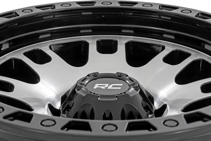 Rough Country 82 Series Wheel | One-Piece | Machined Semi Gloss Black | 17x9 | 5x4.5 | -12mm