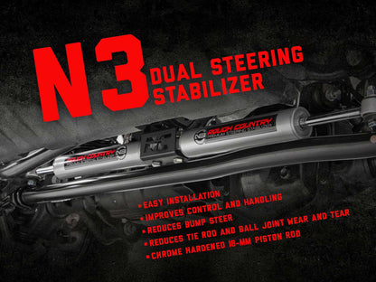 N3 Steering Stabilizer | Dual | 2-8 Inch Lift | Ram 2500 (10-13)/3500 (10-12)