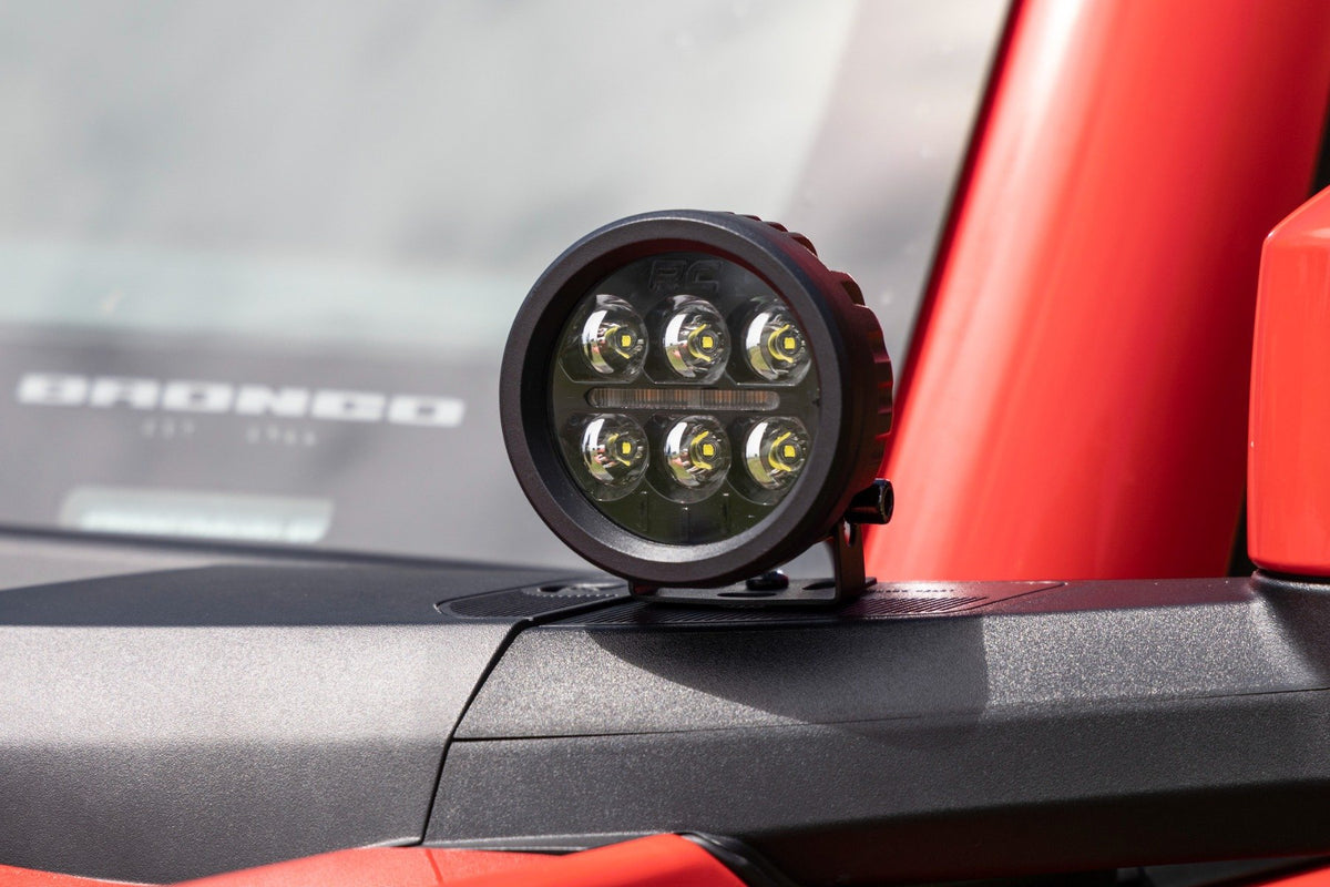 LED Light Kit | Ditch Mount | 3.5" Black Round Pair | Amber DRL | Ford Bronco (21-25)