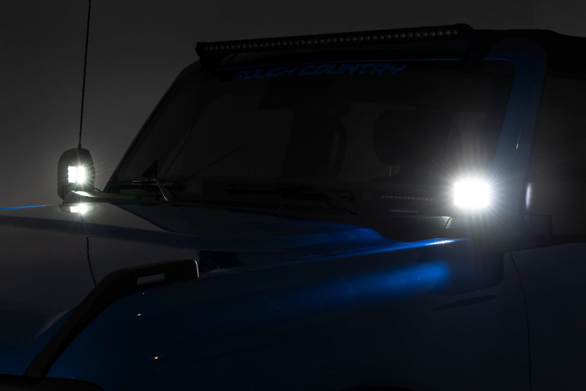 LED Light Kit | Ditch Mount |  2" Chrome Pair | Wide | Ford Bronco 4WD (21-25)