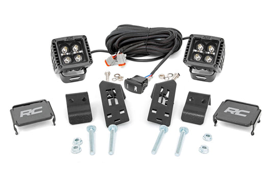LED Light Kit | "A" Pillar Mount | 2" Black Pair | White DRL | Polaris RZR PRO XP