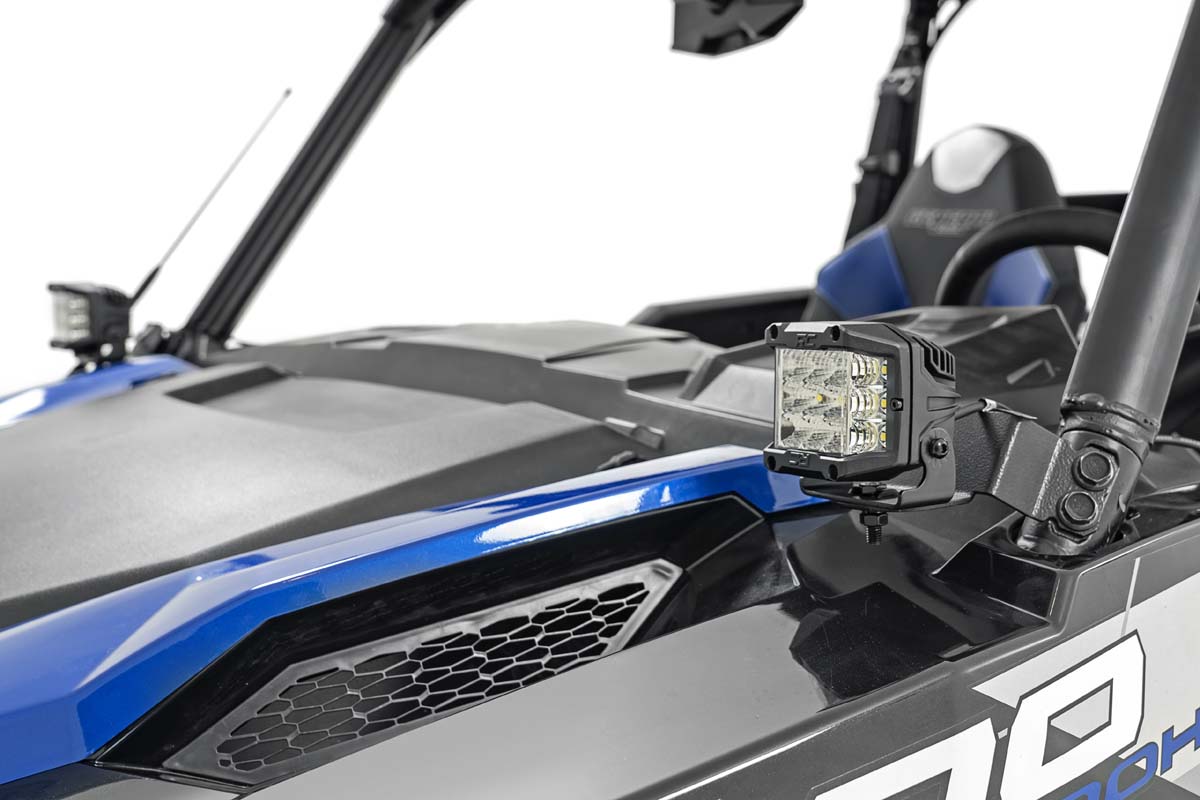 LED Light Kit | Cage Mount | 2" Black Pair | Spot | Polaris General XP 4 1000