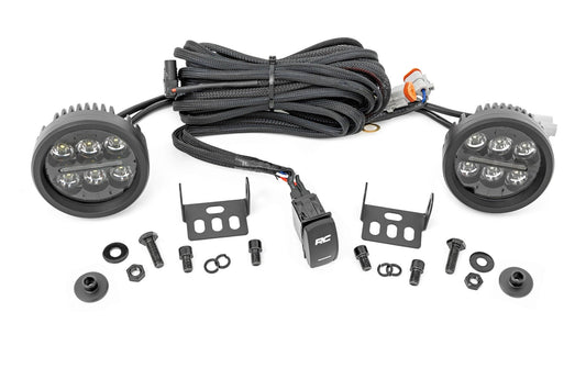 LED Light Kit | Ditch Mount | 3.5" Black Round Pair | Amber DRL | Ford Bronco (21-25)