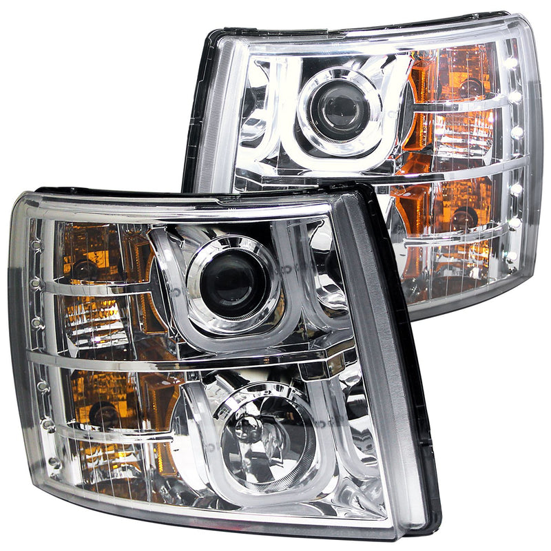 PROJECTOR HEADLIGHTS U-BAR CHROME CLEAR