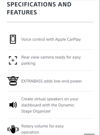 SONY XAV-AX1000 6.2" Apple CarPlay Media Receiver with BLUETOOTH®